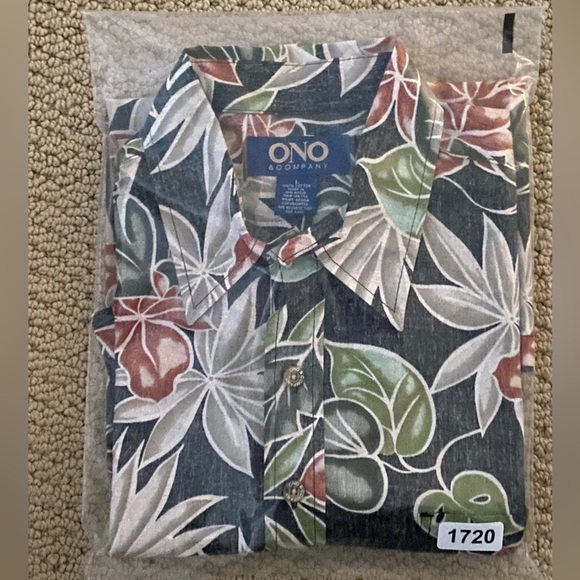 ONO & Company Reverse Print Aloha Hawaiian Tropical Floral Shirt Men L Large - Picture 7 of 7